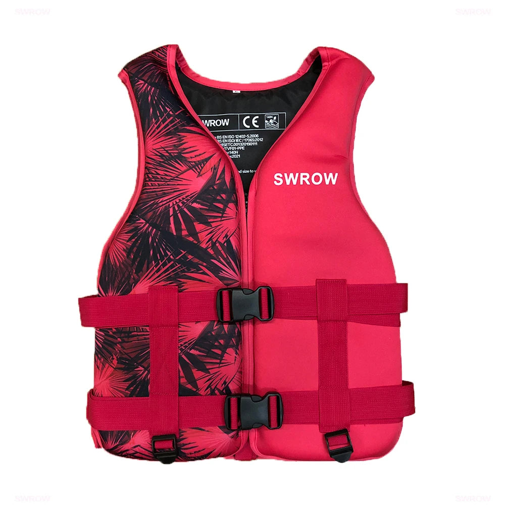 Portable fashion adult children's life jacket neoprene swimming life jacket water sports fishing kayak surfing life jacket 2023