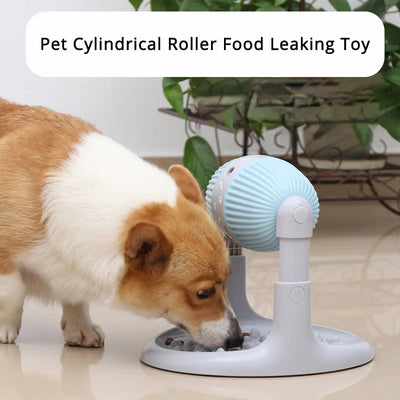 Small Medium Rotating Pet Cylindrical Roller Food Leaking Toy Leak Proof Food Ball Bowl Adjustable Height Pet Interactive Toy