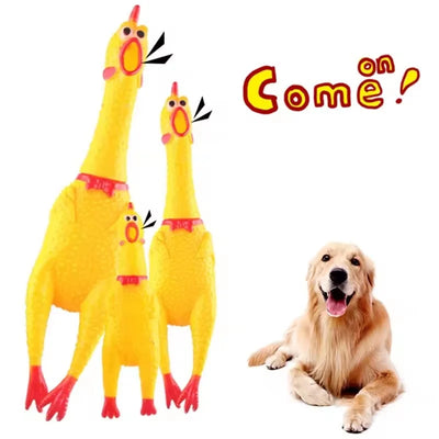 Novelty Yellow Screaming Chicken Dog Toy-Durable Rubber Squeaker for Boredom Relief Bite-Resistant Chew Toy for Small/Medium Dog