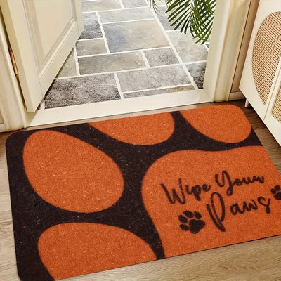 Orange and Black Dog Paw Print Pet Doormat Non-slip and Wear-Resistant "Wipe Paws" Floor Mats Suitable for Indoor and Outdoor