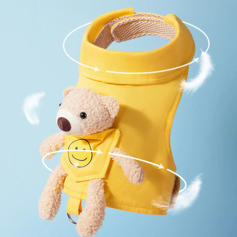 Puppy Cute Pet Vest Solid Dog Harness and Leash Set Pocket Bear Pet Clothes for Chihuahua Yorkie Walking Training Cat Dog Chain