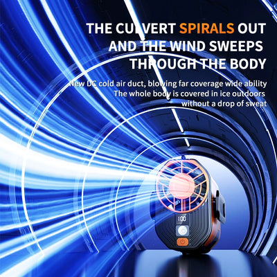 new Outdoor Portable Waist Fan Hanging Neck Fan Strong Wind Cold Air LED Lighting Waterproof For Sports Courier Outdoor