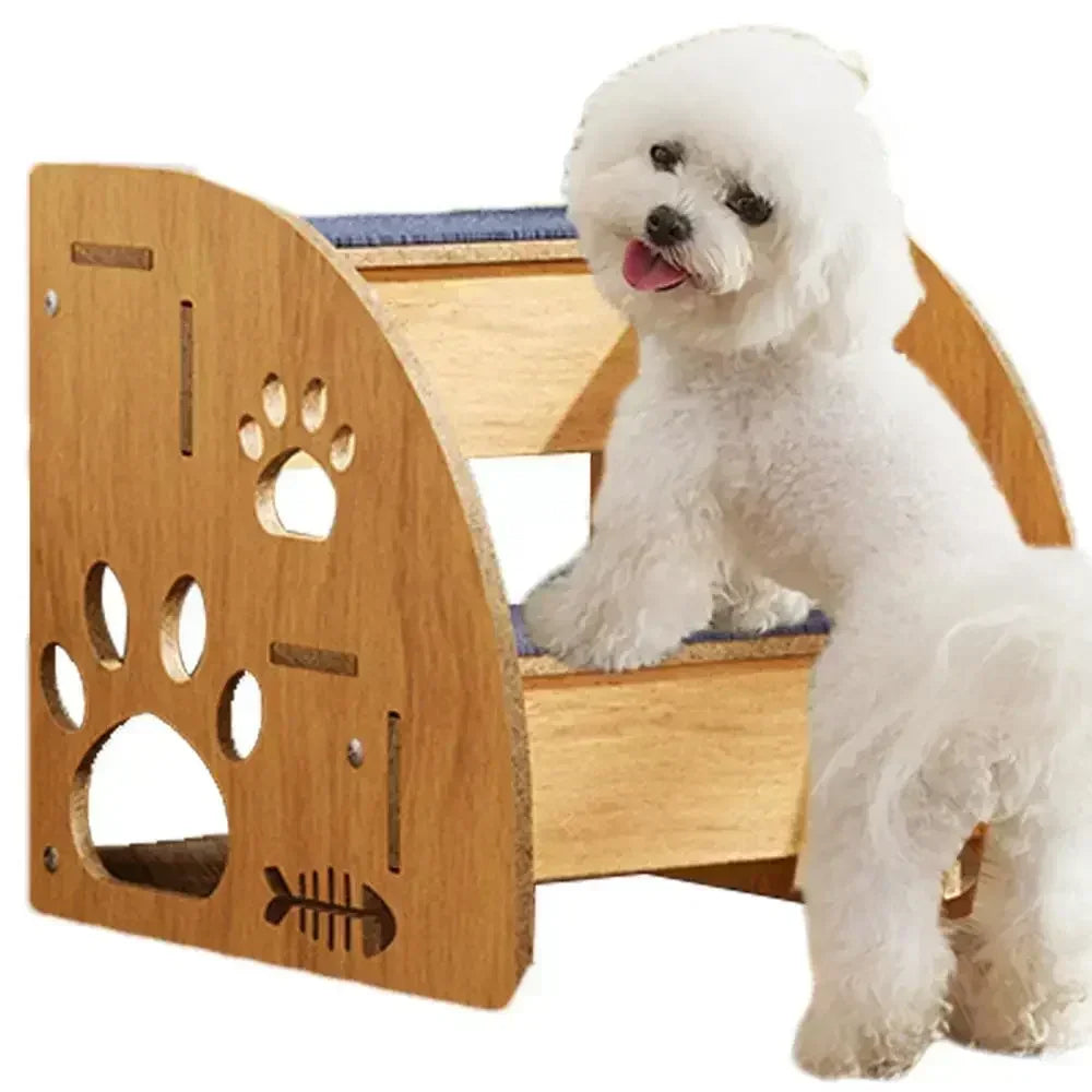 Pet Stairs For Bed Dog Steps Pet Stairs Dog Ramp High Bed Climbing Dog Bed Steps Non-Slip Wooden Dog Stairs For