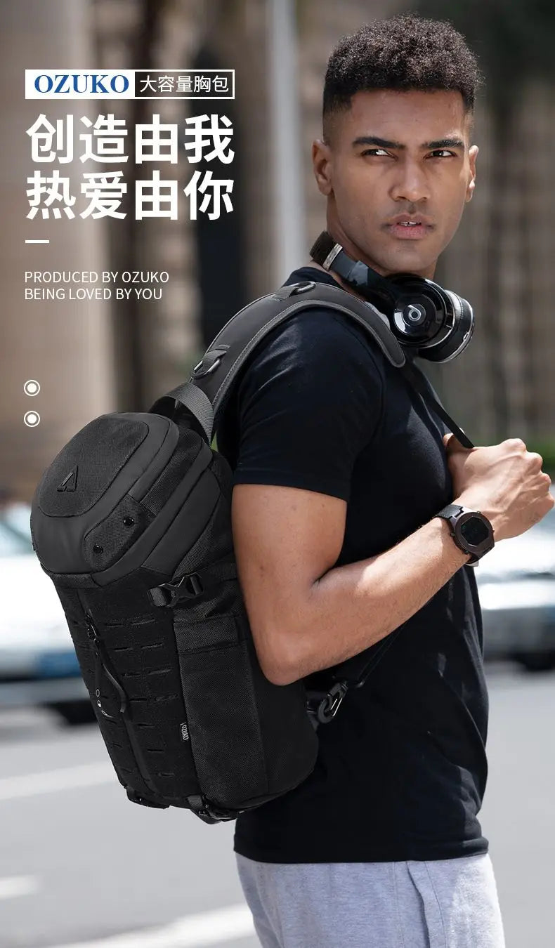 Ozuko Chest Bag Cross bag men Waterproof USB Man Crossbody Bag Anti-Theft Short Travel Messenger Sling Fashion Designer