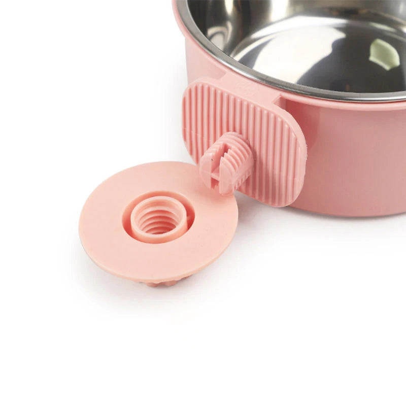 Hanging Stainless Steel Pet Food Bowl - 2-in-1 Detachable Design