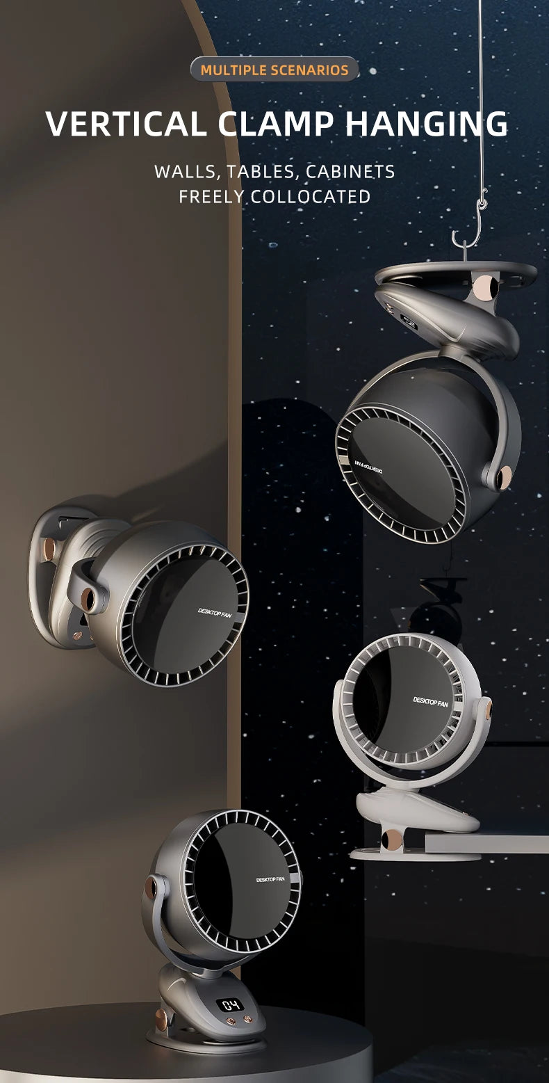 New USB Multi functional Leaveless Clip Fan Outdoor Camping Desktop Charging Wireless Fan