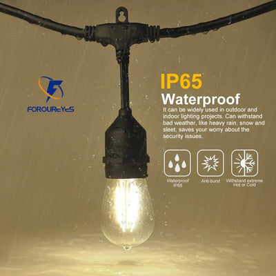 30m Outdoor Festoon LED Fairy Lights Warm White E27 S14 Retro filament Bulb Waterproof Christmas Lights Garland Decoration