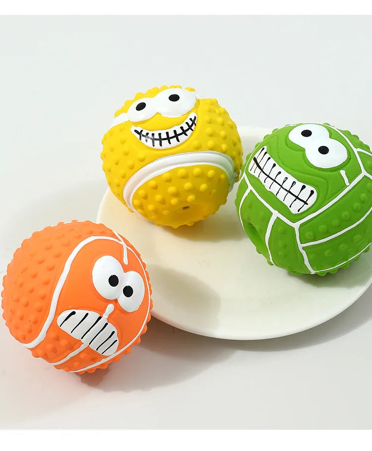 New Smiley Face Ball Latex Sound Toy Molar Teeth Cleaning Pet Latex Ball Dog Toy Pet Supplies
