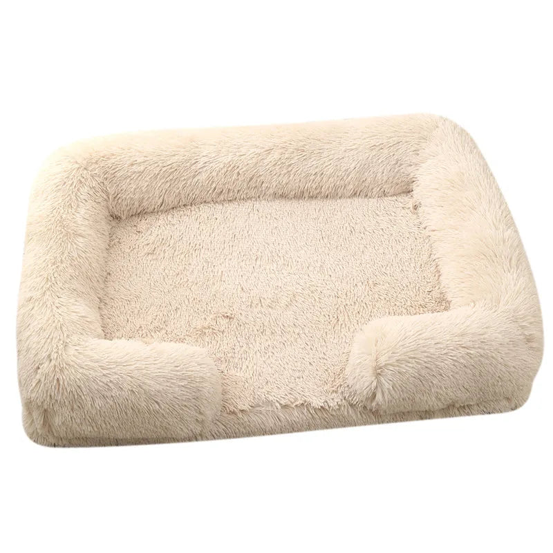 Winter Rectangular S M L XL Dog Beds Washable Plush Fluffy Dog Cat Bed Mat Pet Cushion Big Medium Kennel House camas para perro