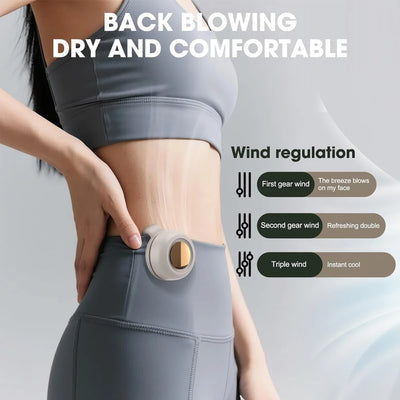 Portable Silent Mini Clip Fan Bladeless USB Fan Built-in 900mAh Battery Hanging Waist Electric Fan 3 Speeds for Outdoor Travel