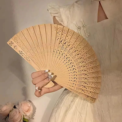 1/5pcs Vintage Wooden Folding Fan Classical Chinese Decorative Fan Hanfu Clothing Accessories Dancing Photo Props Wholesale