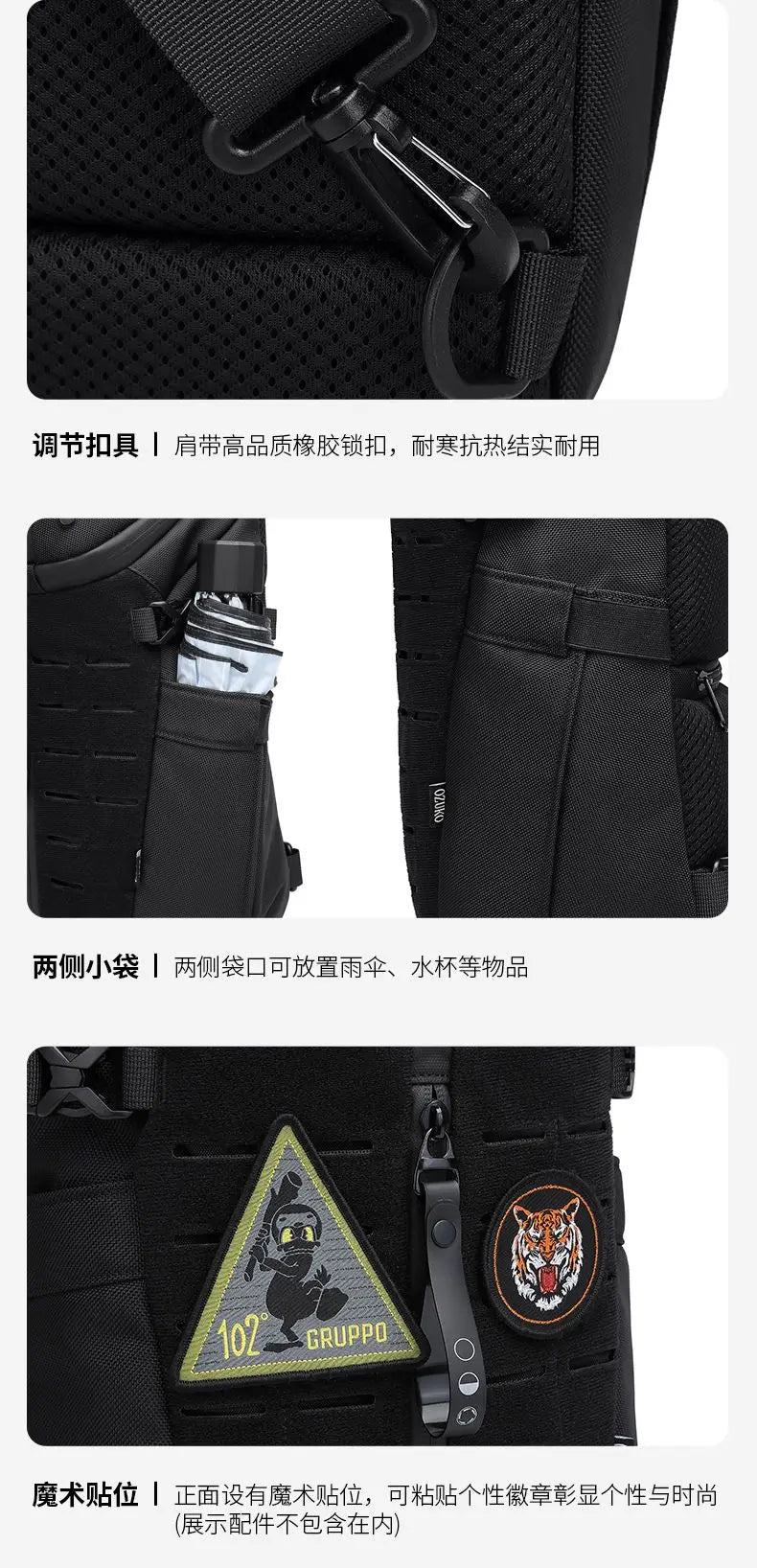 Ozuko Chest Bag Cross bag men Waterproof USB Man Crossbody Bag Anti-Theft Short Travel Messenger Sling Fashion Designer