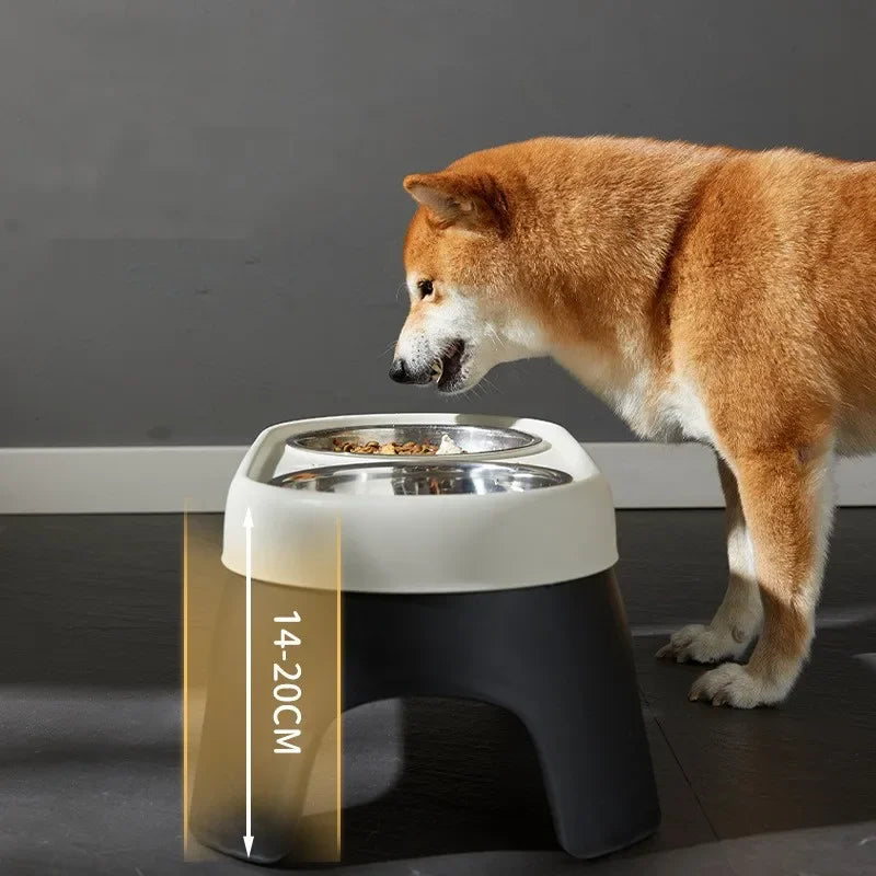 Stainless Steel Raised Dog Bowl - Anti-Knock Elevated Feeder