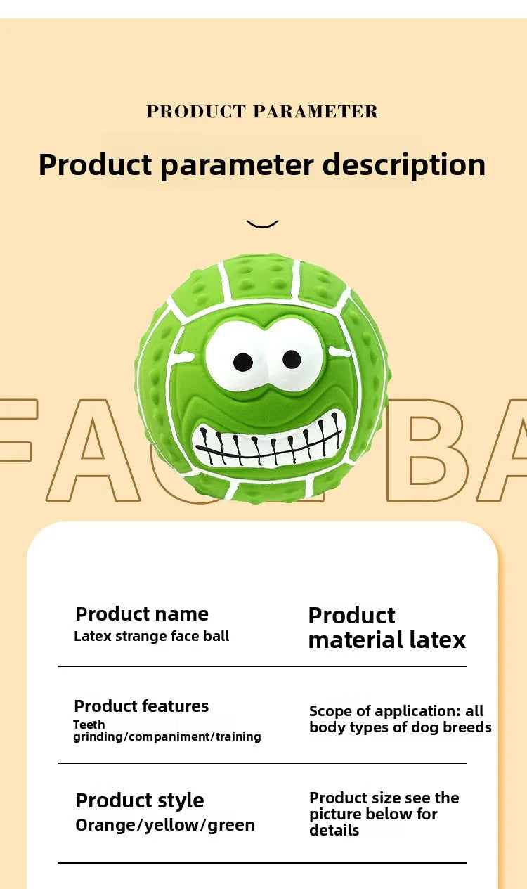 New Smiley Face Ball Latex Sound Toy Molar Teeth Cleaning Pet Latex Ball Dog Toy Pet Supplies