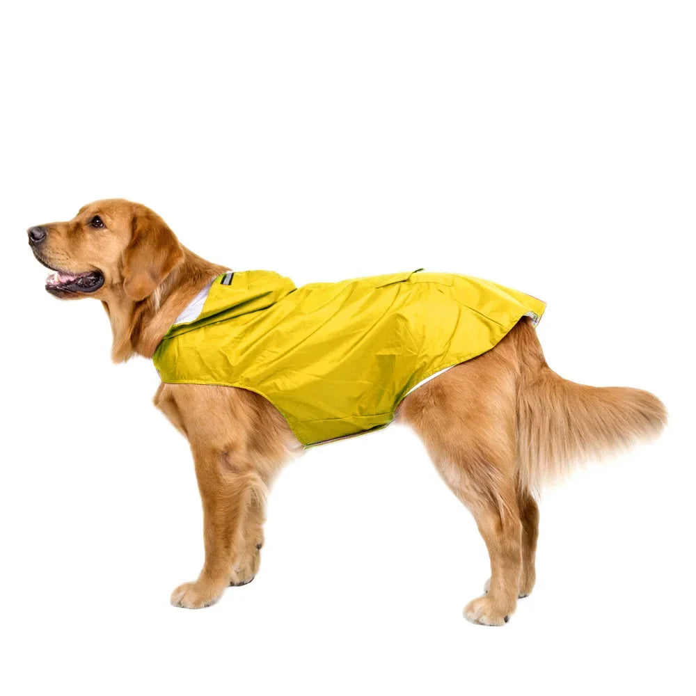 Large Pet Dog Face Raincoat Waterproof Polyester Safety Reflective Stripe Rain Jacket for Golden Retriever Labrador Husky S-6XL