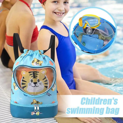 Children's Swimming Bag Wet Dry Separation with shoe compartment swimsuit storage bag Sports Portable Backpack for Boys Girls