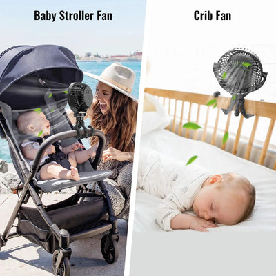 Portable USB Rechargeable Fan with Tripod Clip, Mini Stroller Fan for Baby,Summer Air Cooler,Handheld Hanging Desk,for Camping