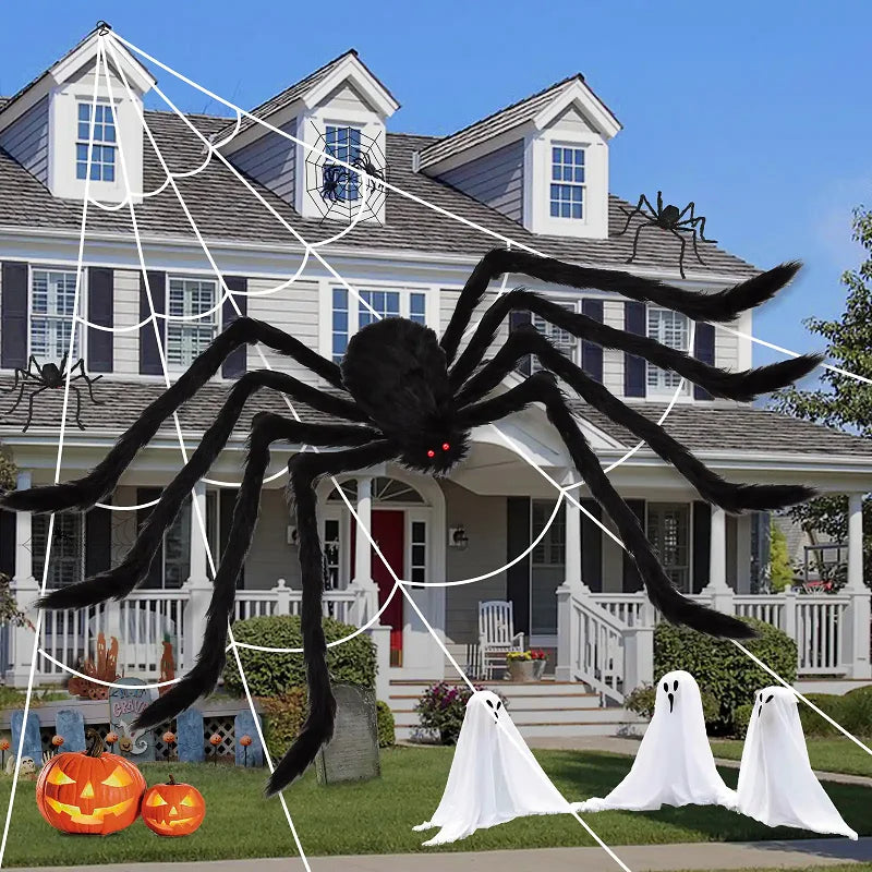 30cm/50cm/75cm/90cm/125cm/150cm/200cm Horror Halloween Giant Black Spider Decoration Haunted House Party Props Halloween Decor