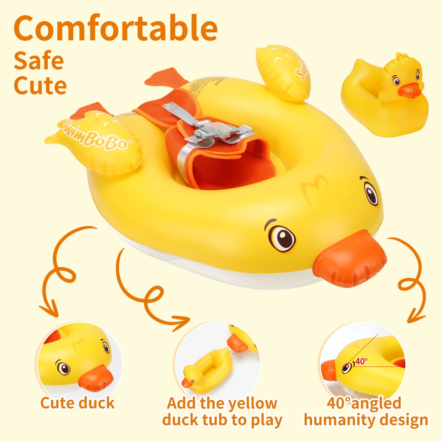 Swimbobo  New Upgrade Cute Cartoon Safety PVC Pool Float Baby Inflatable Swimming Infant Floating Kids Ring Circle Summer Toys