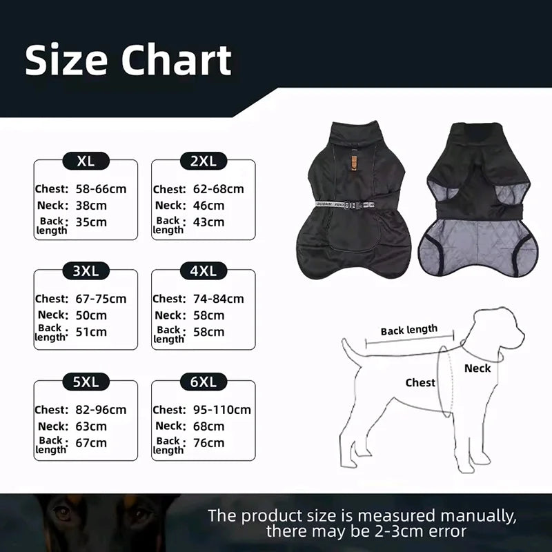 Doberman Autumn Winter Warm Clothes For Large Dogs Waterproof Big Dog Vest Jacket Thicken Pet Dog Coat Bulldog Labrador Outfits
