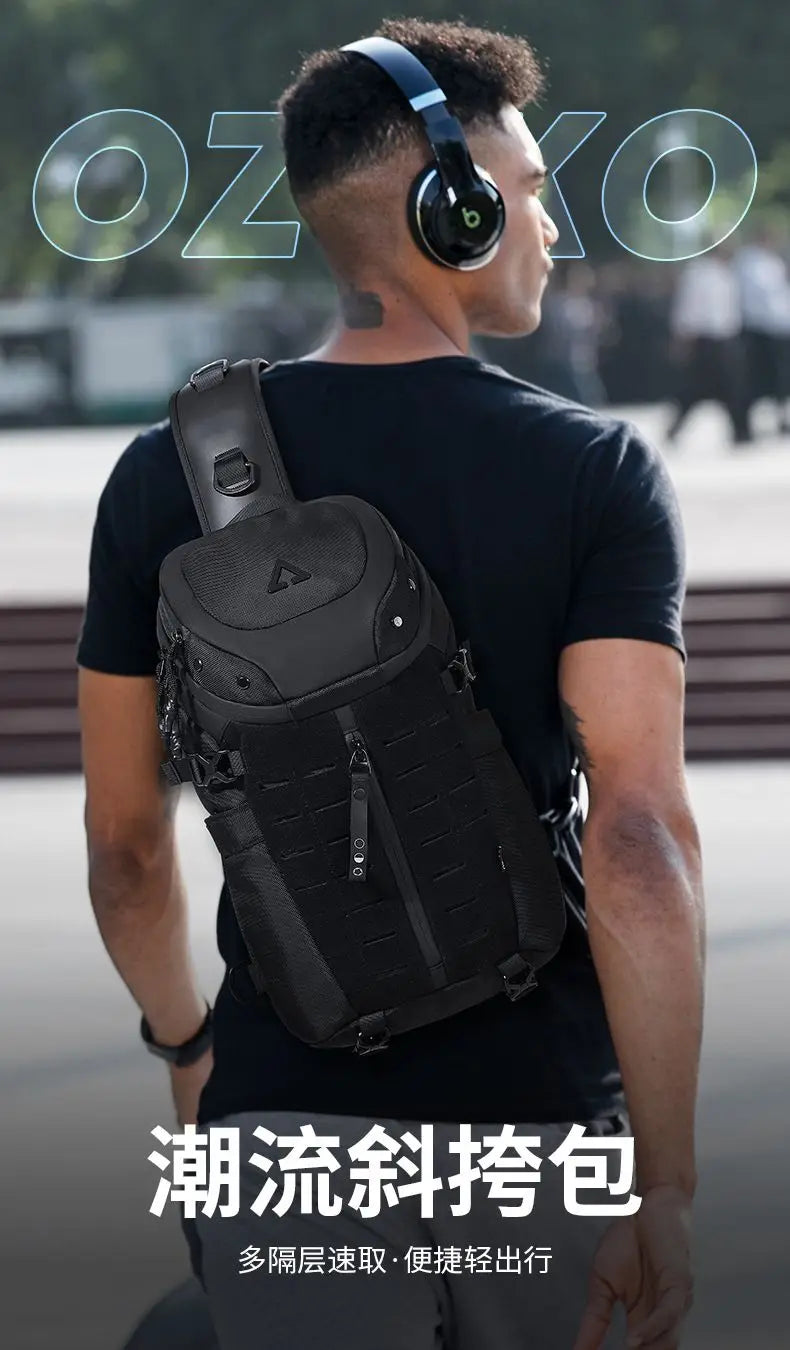 Ozuko Chest Bag Cross bag men Waterproof USB Man Crossbody Bag Anti-Theft Short Travel Messenger Sling Fashion Designer