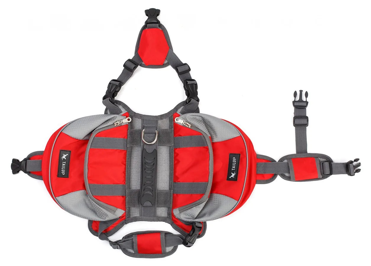 Oxford Fabric Outdoor Dog Backpack Double snack bag, dog training bag Waterproof Reflective Saddle Bag Medium Large Dog Tactical