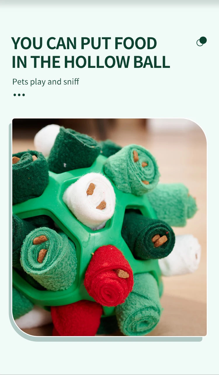 Pet Sniffing Ball Halloween Christmas Gift Toy for Pets Hiding Food Toy For Dog Interactive Rubber Ball Dog Sniffing Puzzle Toys