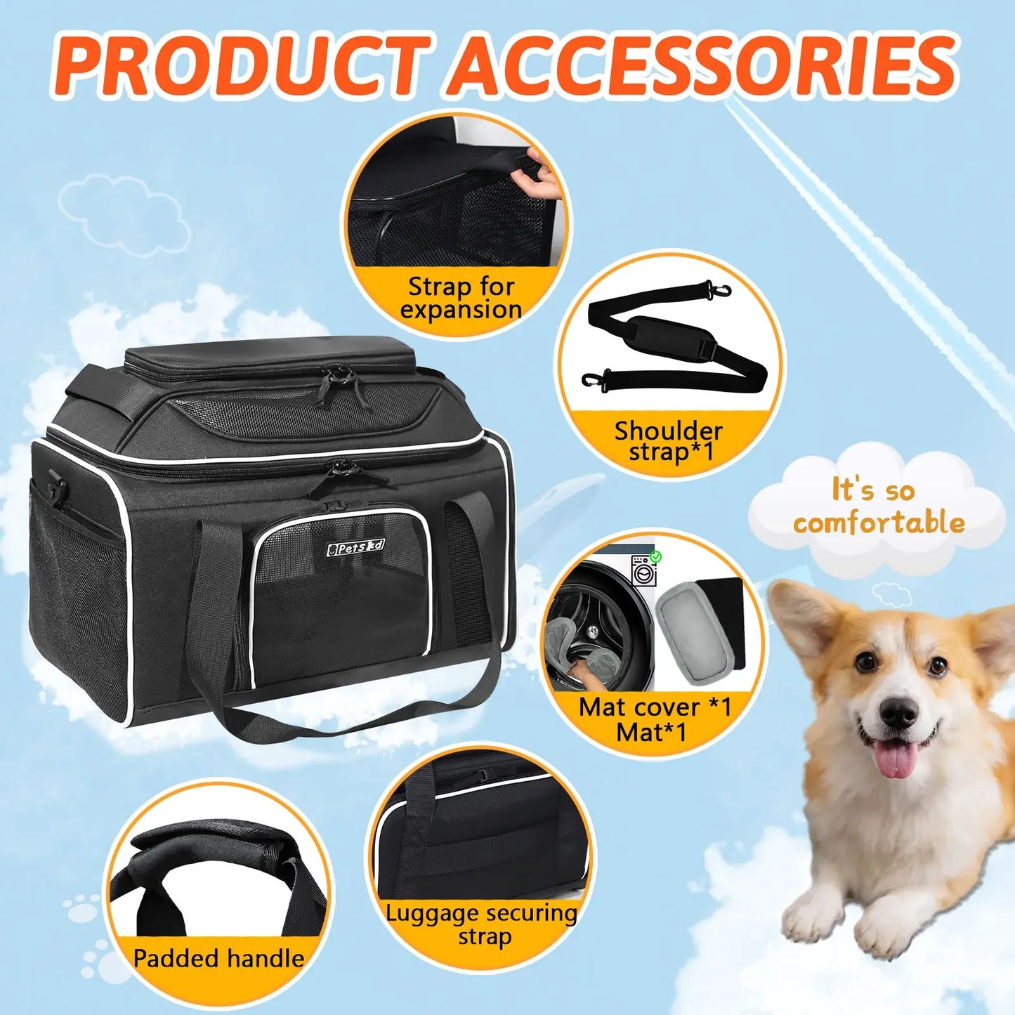 Airline Approved Pet Carrier- Expandable, DURABLE and with good VENTILATION