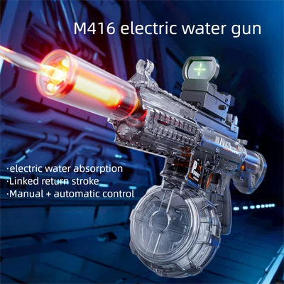 Electric Water Gun Toy Continuous Shooting with Firelight Big Capacity Water Pistol Spray Blaster Pool Summer Toy for Kids Adult