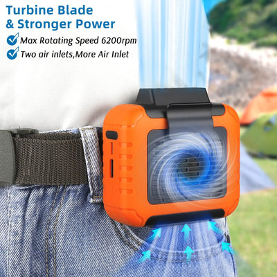 Portable Air Conditioner,Waist Clip Fan with 5-8H,Neck Fan,3 Speeds, USB Rechargeable,for Summer Outdoor Work Jobsite Hiking