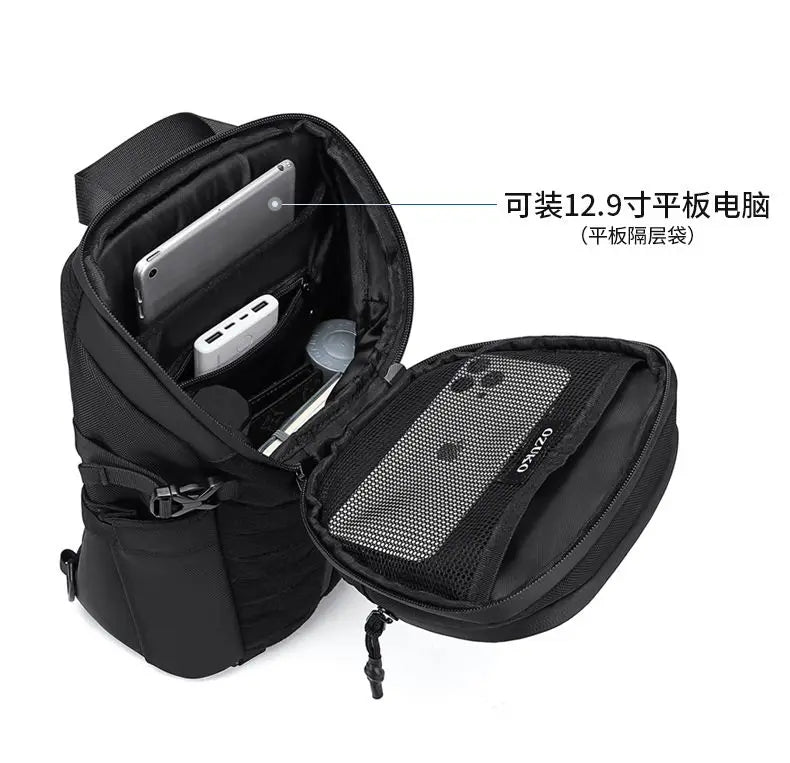 Ozuko Chest Bag Cross bag men Waterproof USB Man Crossbody Bag Anti-Theft Short Travel Messenger Sling Fashion Designer