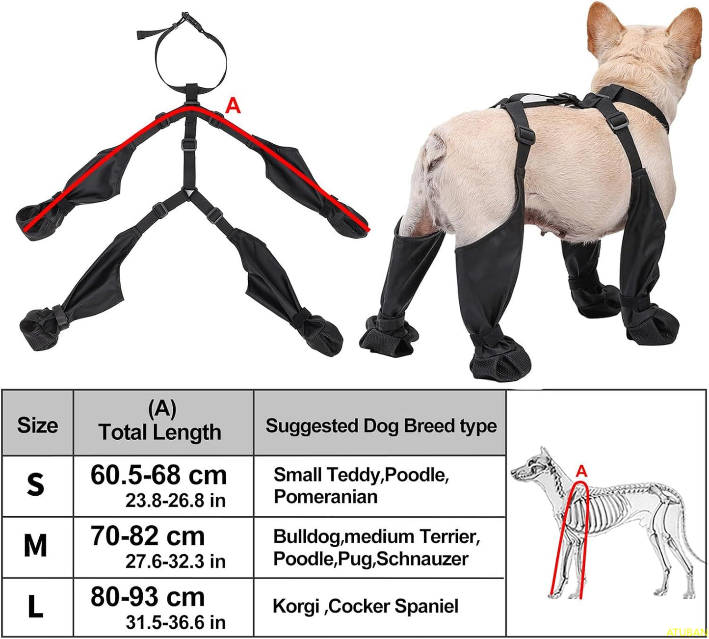 Waterproof Dog Boots Anti-Slip Dog Shoes,Rugged Rubber Sole,Pet Paw Protector, Dirty-Proof&Anti-Fall Dog Outdoor Walking Running