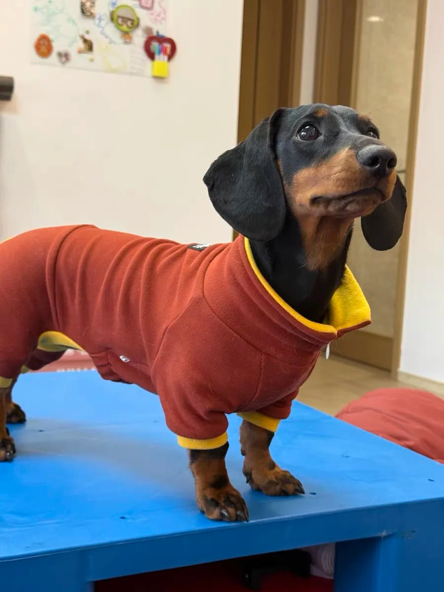 Fashion Red Dachshund Clothes Stretch Spring Winter Soft Sausage Dog Four-legged Pajamas Comfortable Autumn Badger Dog Clothes