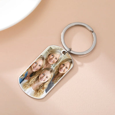 Print Demand Photo Keychain Personalized Custom Gift For Women Men Mother Father Dad Kid Child Family Stainless Steel Key Ring