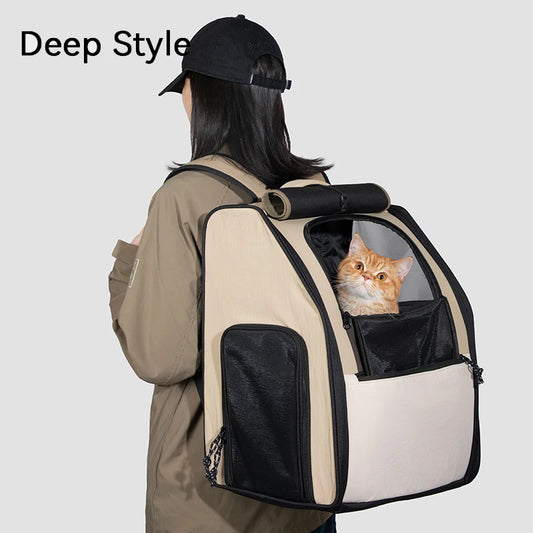Pet Travel Backpack, Double Shoulder, Breathable Outdoor Bag