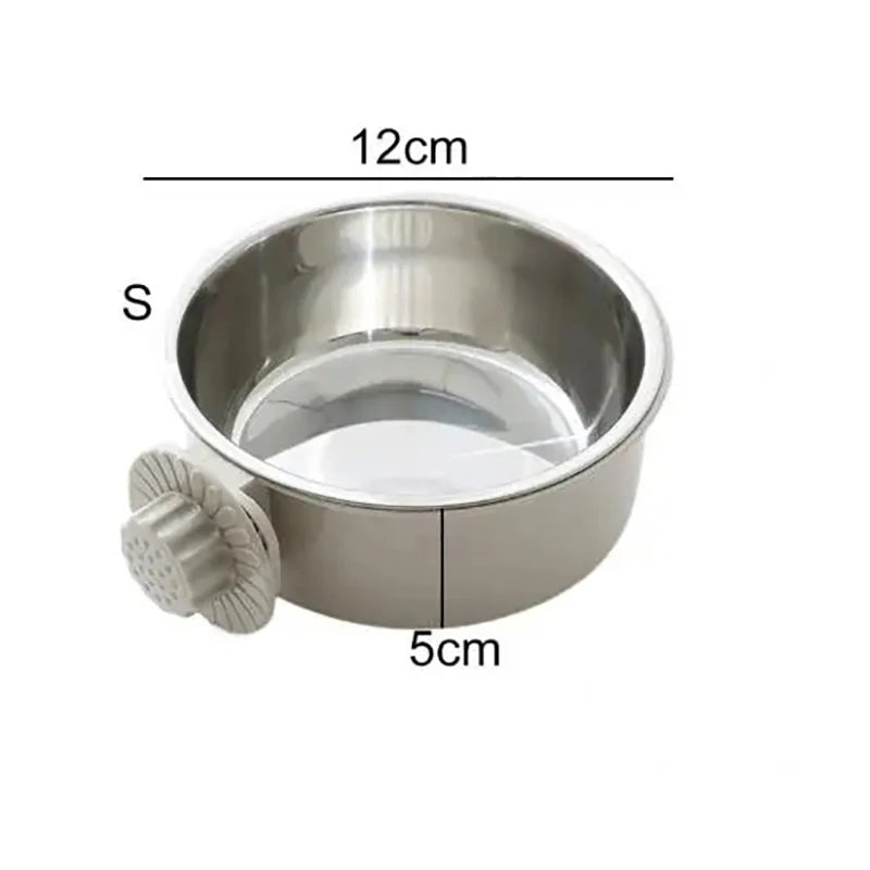 Hanging Stainless Steel Pet Food Bowl - 2-in-1 Detachable Design