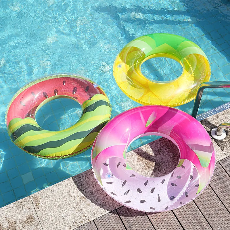 PVC Thickened Inflatable Adults Swimming Ring Fruit Lemon Swim Circle Pool Float Summer Beach Party Floating Circle on Water