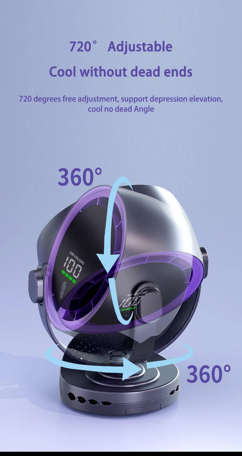 Xiaomi Digital Display Fan Desktop Remote Control 720°Rotation Type-C Rechargeable Electric Fans Portable Wall Hanging With Clip