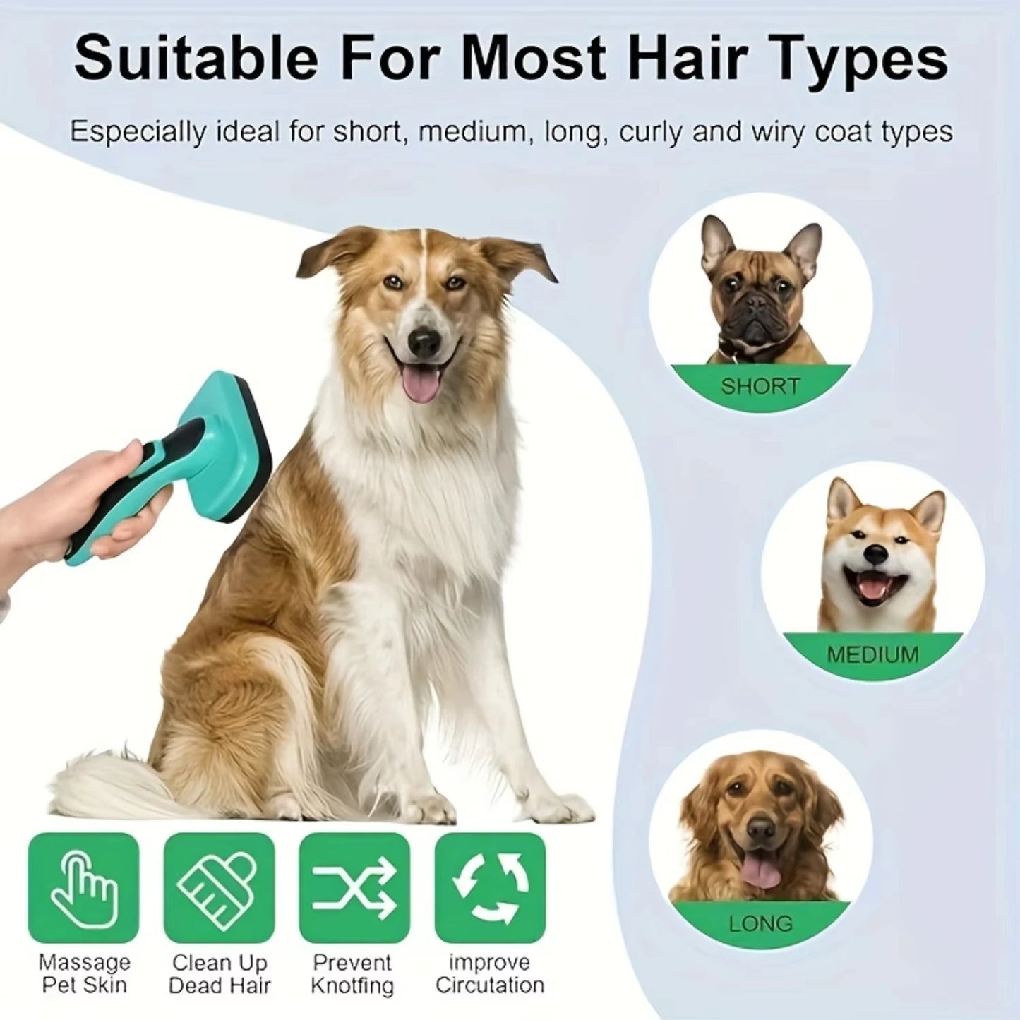 Self-Cleaning Slicker Brush for Dogs & Cats – Gentle Deshedding & Detangling Pet Grooming Brush with Push-Button Cleaning