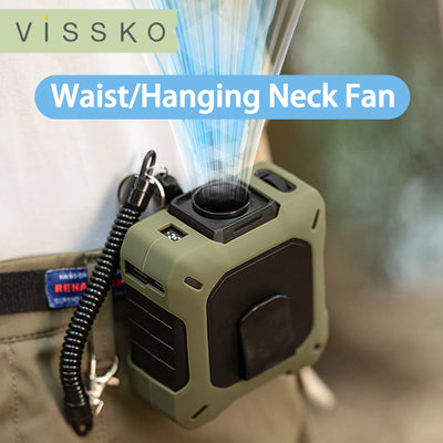 VISSKO 8000mAh Hanging Neck/Waist Fan USB Mini Portable Rechargeable Fan For Outdoor Camping Hiking Climbing Running Sports