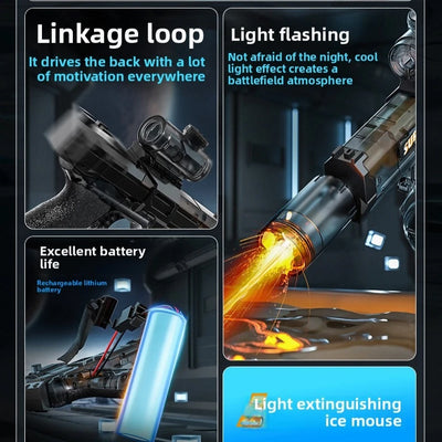 Electric Water Gun Outdoor Toys LED Light Sound Effects Flame Spray High Pressure High Speed Squirt Gun for Kids Adults Summer