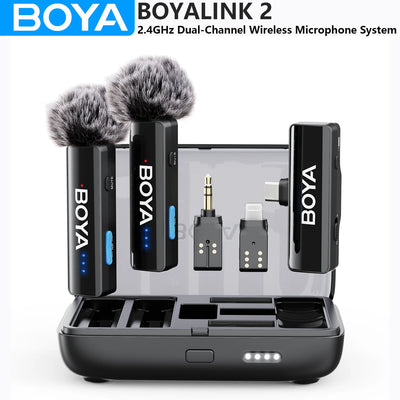 LINK 2 Wireless Lavalier Microphone for Iphone Android DSLR Cameras Smartphone Gaming Youtube Video Recording Streaming