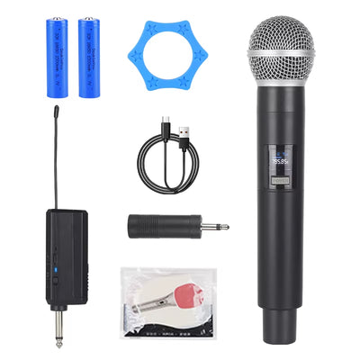 Wireless Microphone 2 Channel UHF Fixed Frequency Handheld Mic Microphone for Party Karaoke Professional Church Show Meeting-ADS1505
